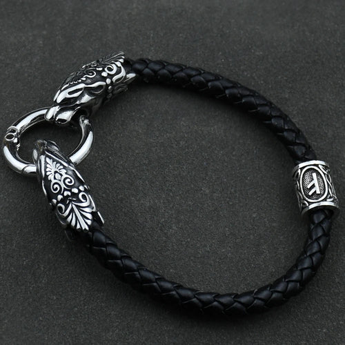 Freya Cat with Runes Steel Bracelet