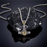 Mjolnir with Valknut Stainless Steel Necklace