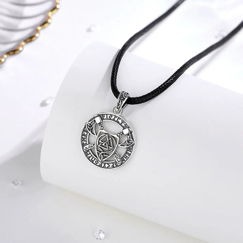 The Valknut in Shield 925 Sterling Silver Necklace