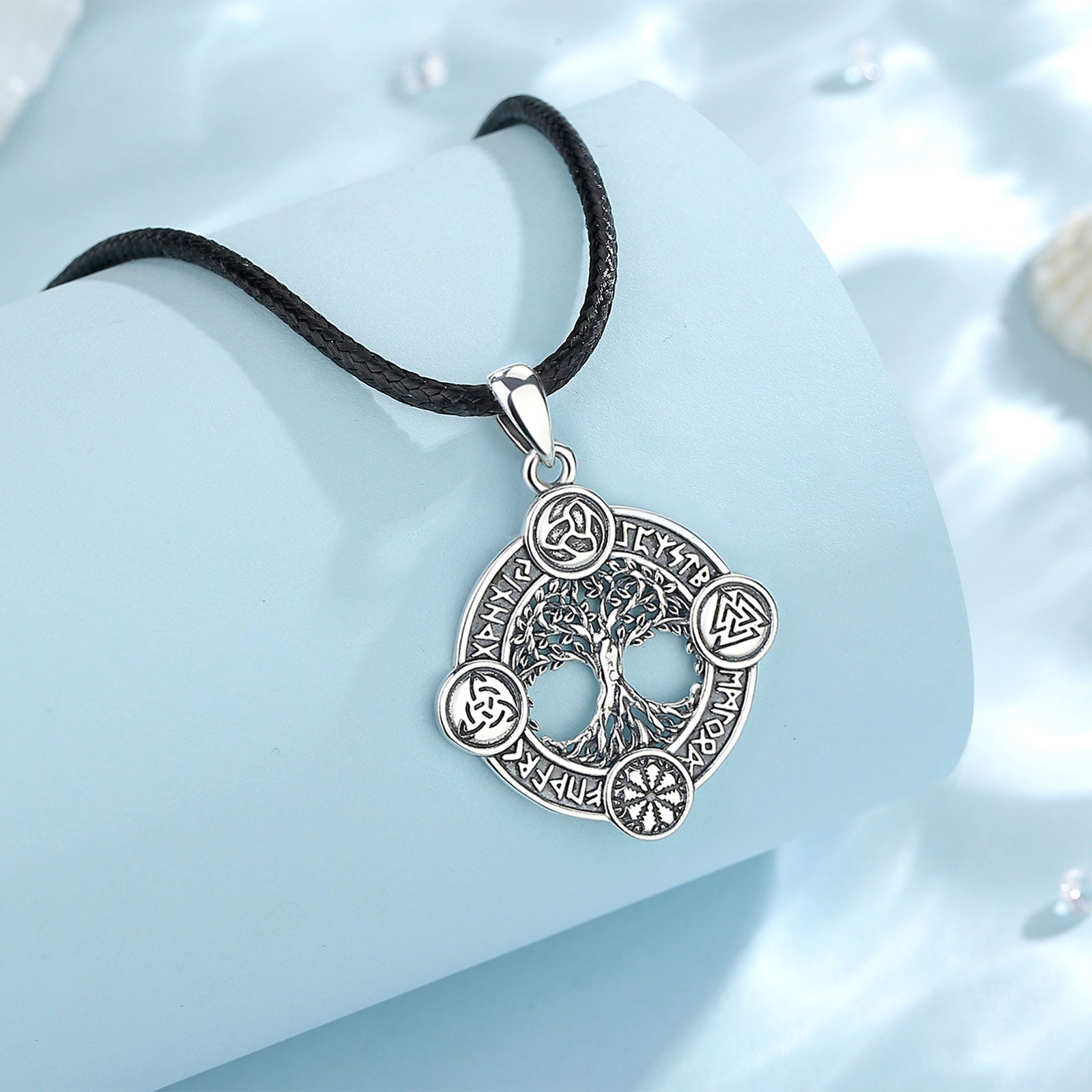Yggdrasil, The Tree of Life With Runes Necklace in 925 Sterling Silver