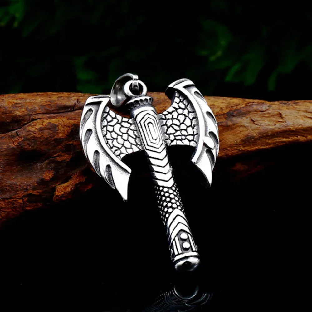 Viking Double Axe Stainless Steel Necklace