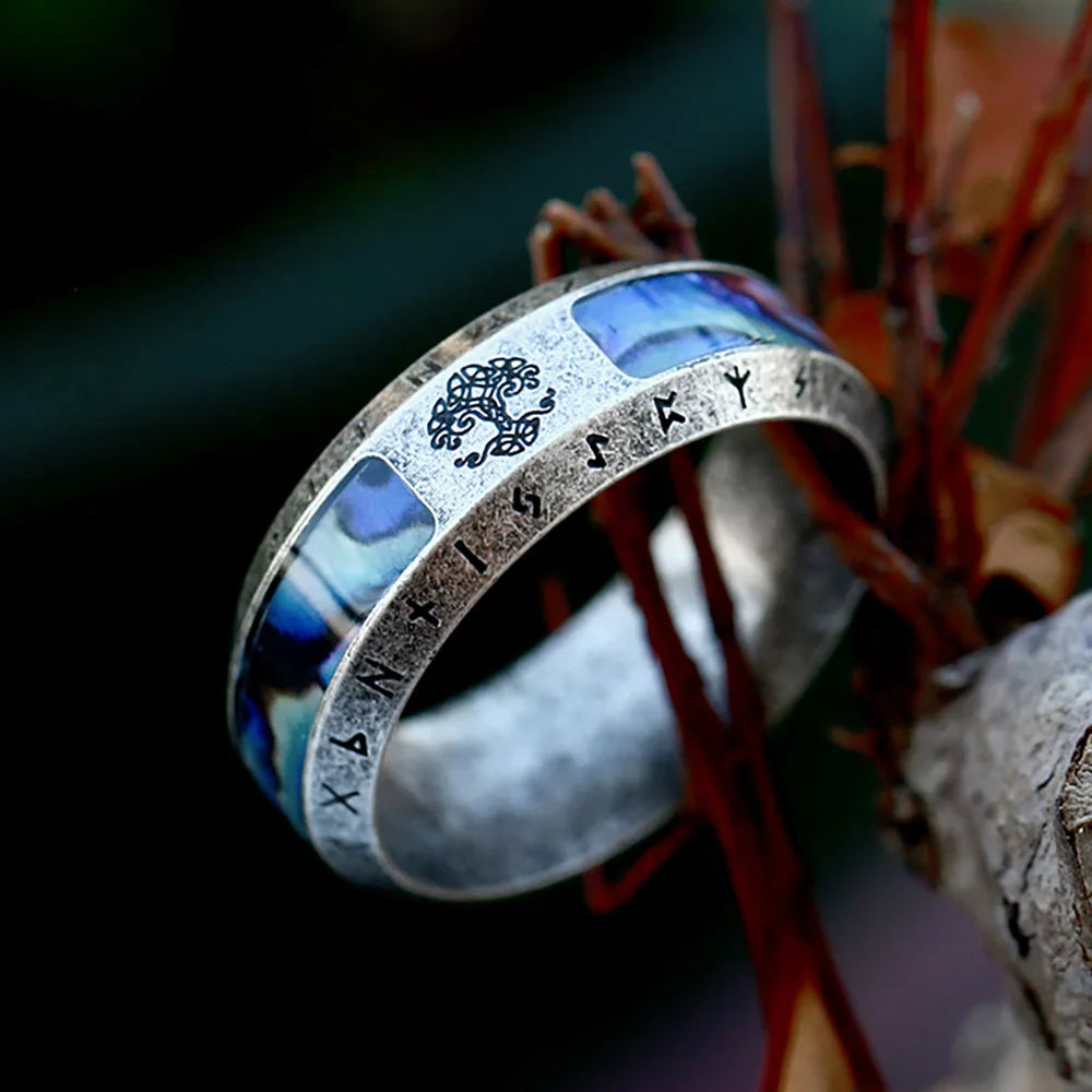 Yggdrasil The Tree of Life Stainless Steel Rune Ring