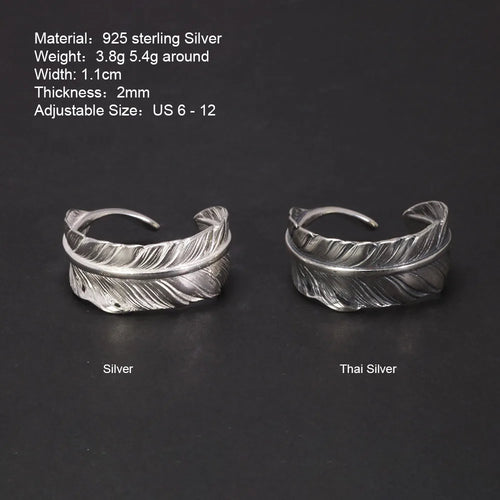 Hugin and Munin Feather 925 Sterling Silver Ring