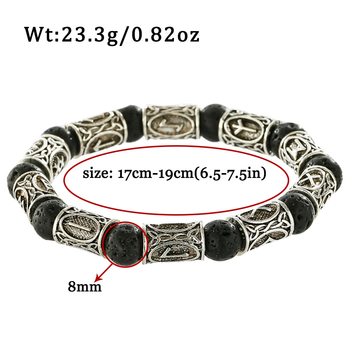 Runes in Lava Stone Bracelet
