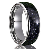 Stars in the North Sky Tungsten Carbide Ring With Blue Sandstone Inlay