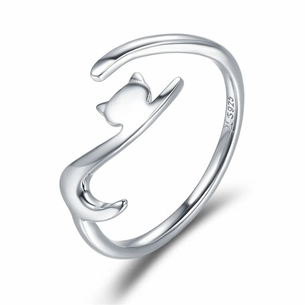 Freya's Cat Adjustable Ring in 925 Silver