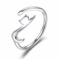 Freya's Cat Adjustable Ring in 925 Silver