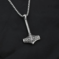 Mjolnir with Longer Handle Stainless Steel Necklace