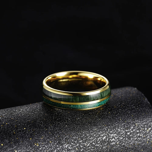 Bounty from Frigg Green Opal and Wood Tungsten Ring