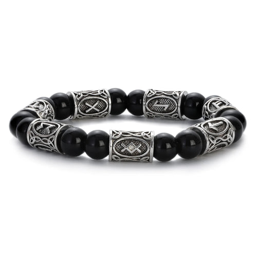 Runes in Lava Stone Bracelet