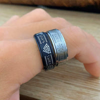 Steel Walknut ring - Odin's Rune Ring