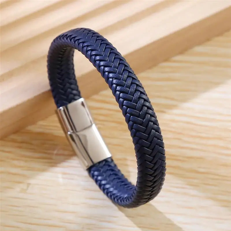 Warrior Braided Wristband Genuine Leather Bracelet