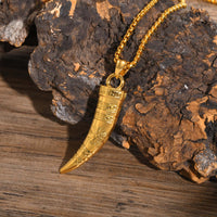 Gjallarhorn the Horn of Heimdall With Vegvisir Rune Stainless Steel Necklace