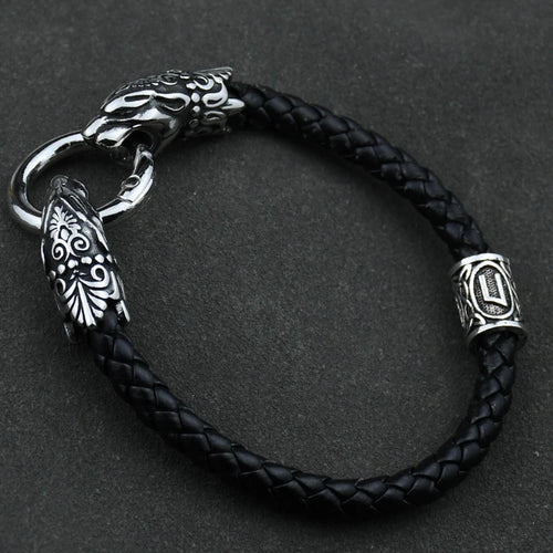 Freya Cat with Runes Steel Bracelet