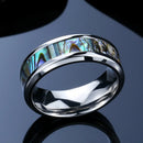 Elivagar River in Ginnungagap Steel and Abalone Shell Ring