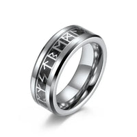 Black Viking 8mm Tungsten Steel Rune Ring
