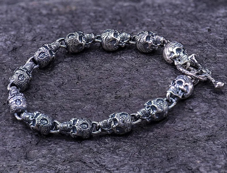 Domains of Hel Skull Bracelet in 925 Sterling Silver