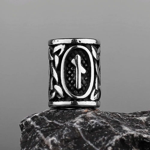 Stainless Steel Runes Beard Rings