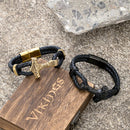 Mjolnir Leather Bracelet with Magnetic Buckle