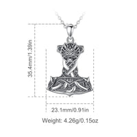 Wolf on Mjolnir 925 Sterling Silver Necklace