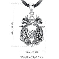 Norse Dragon and Vegvisir 925 Sterling Silver Necklace