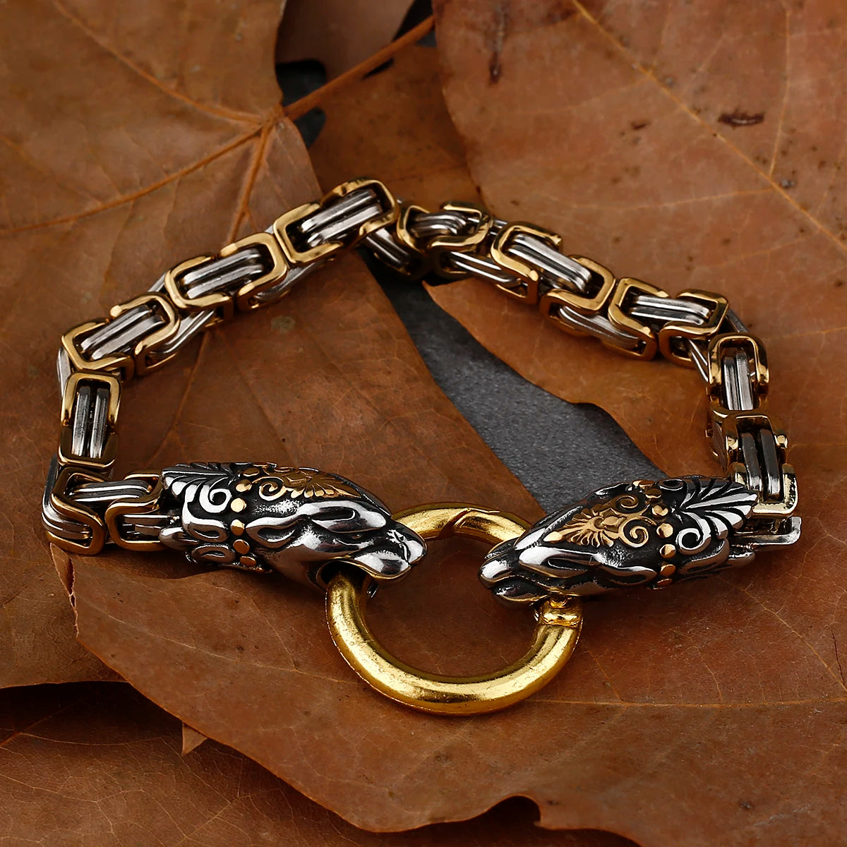 Freya Cat with Runes Steel Bracelet