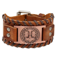 Mjölnir Leather Bracelet With Runes