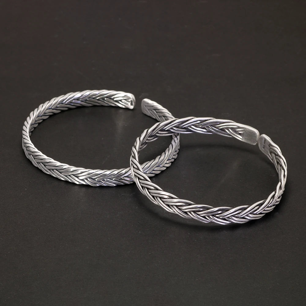 Weaved Gleipnir Arm Ring 999 Silver Bangle