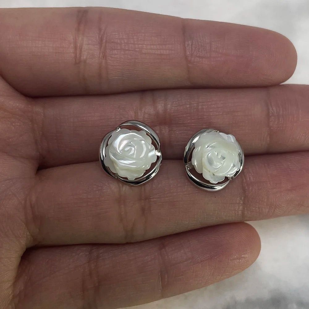 White Roses of Freyja 925 Sterling Silver Earrings