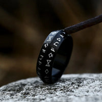 Ancient Futhark Runes 8mm Stainless Steel Ring