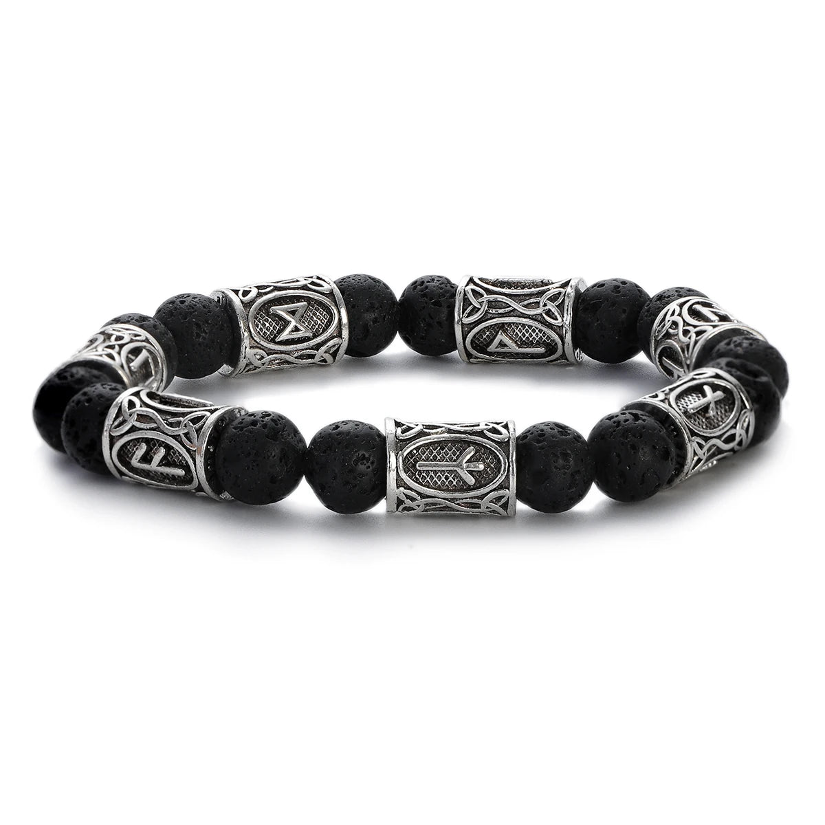 Runes in Lava Stone Bracelet