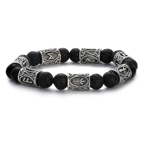 Runes in Lava Stone Bracelet