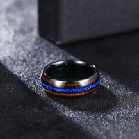 Ginnungagap Fire and Ice Tungsten Carbide Ring with Opal Stone