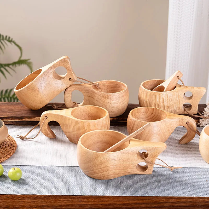 Traditional Norse Wood Carved Mug