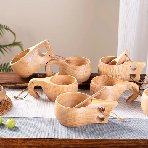 Traditional Norse Wood Carved Mug