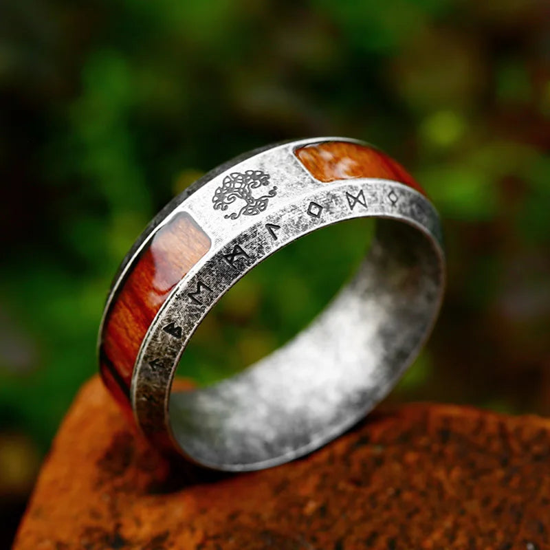 Yggdrasil The Tree of Life Stainless Steel Rune Ring