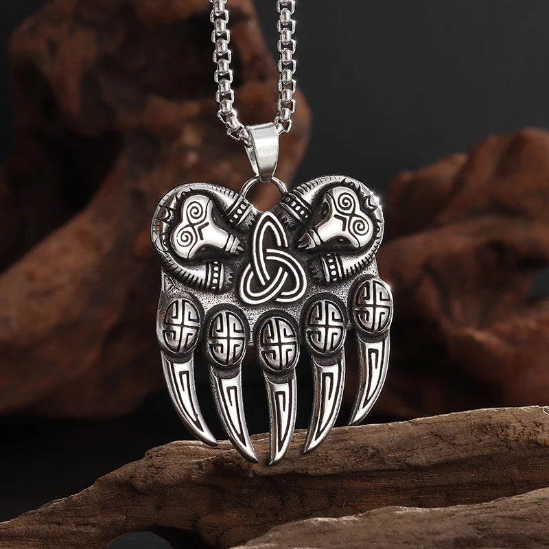 Berserker Bear Claw Stainless Steel Pendant