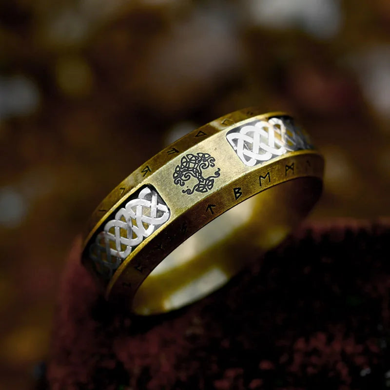 Yggdrasil The Tree of Life Stainless Steel Rune Ring