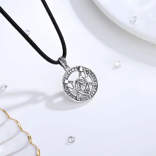 The Valknut in Shield 925 Sterling Silver Necklace