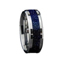 Stars in the North Sky Tungsten Carbide Ring With Blue Sandstone Inlay