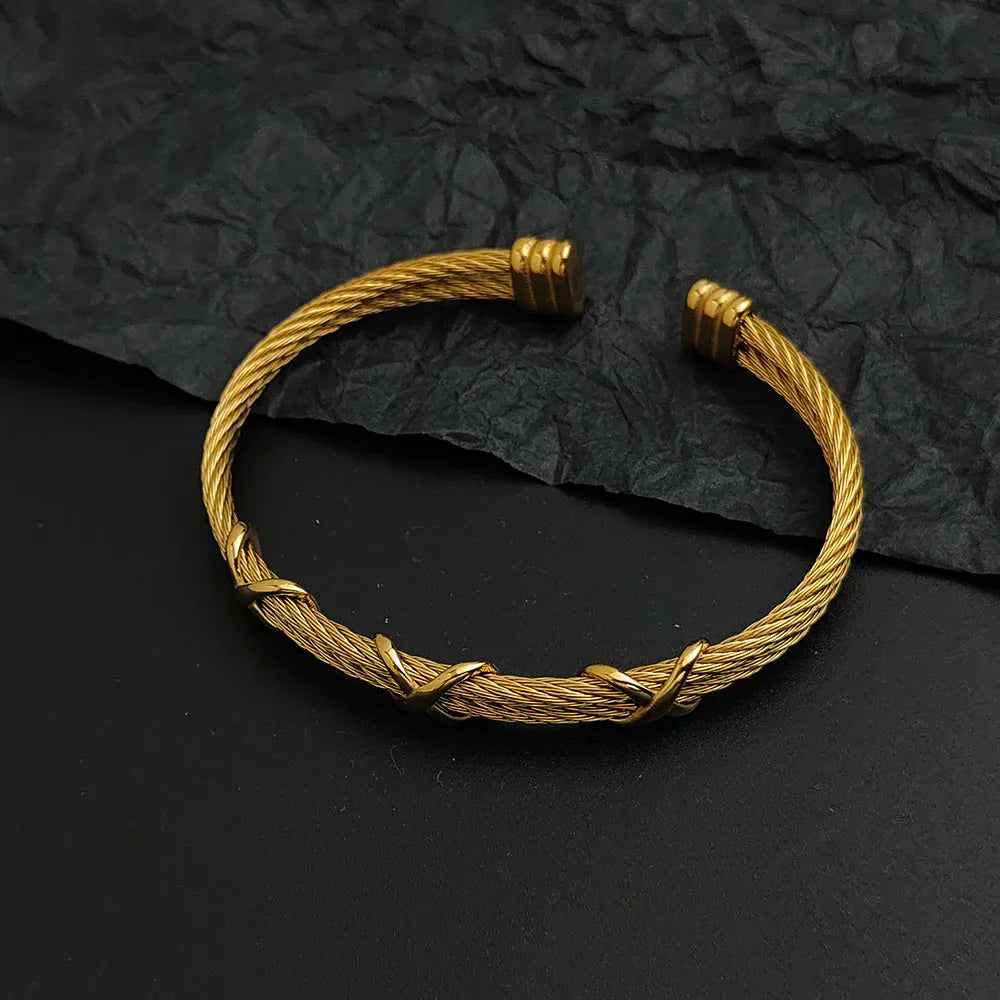 Ropes on a Longship Titanium Steel Bracelet