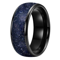 Stars in the North Sky Tungsten Carbide Ring With Blue Sandstone Inlay
