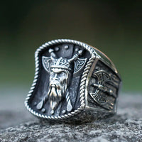 Odin with Axes Stainless Steel Ring