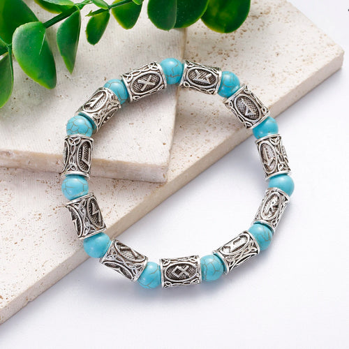 Runes in Lava Stone Bracelet