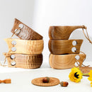 Traditional Norse Wood Carved Mug