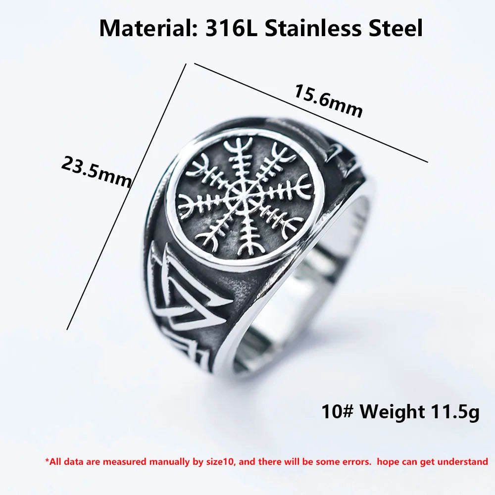 Aegishjalmur the Helm of Awe Stainless Steel Ring