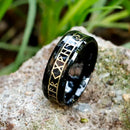 Black Viking 8mm Tungsten Steel Rune Ring
