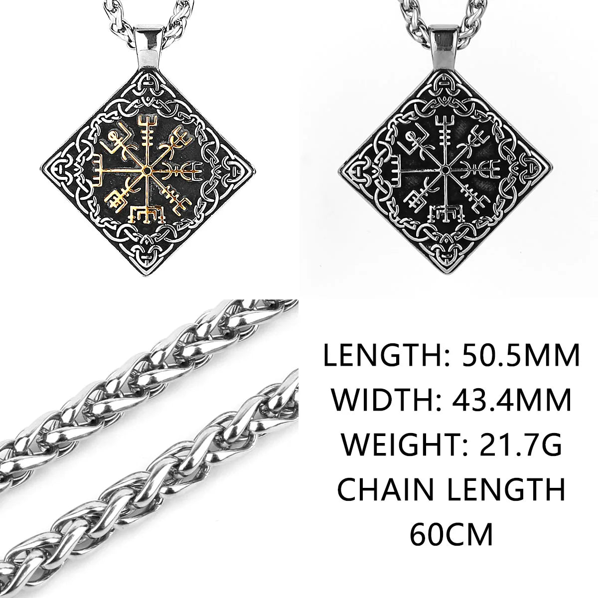 Vegvisir the Viking Compass Medallion in 316L Stainless Steel