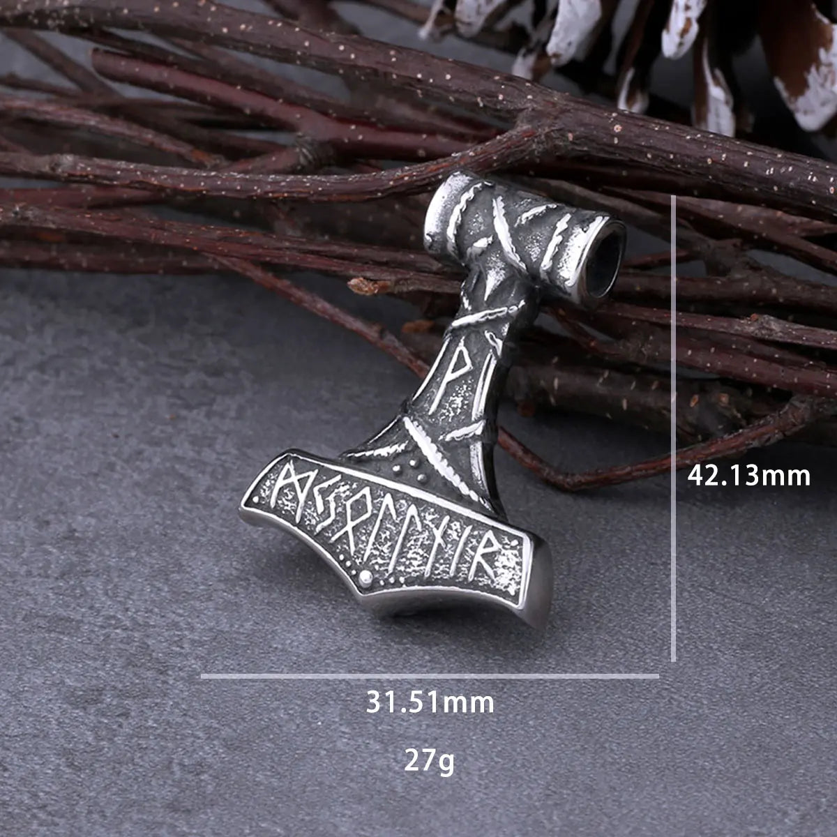 Mjolnir with Runes Necklace
