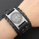 Mjölnir Leather Bracelet With Runes